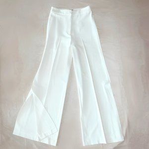 White high waisted wide leg dress trousers